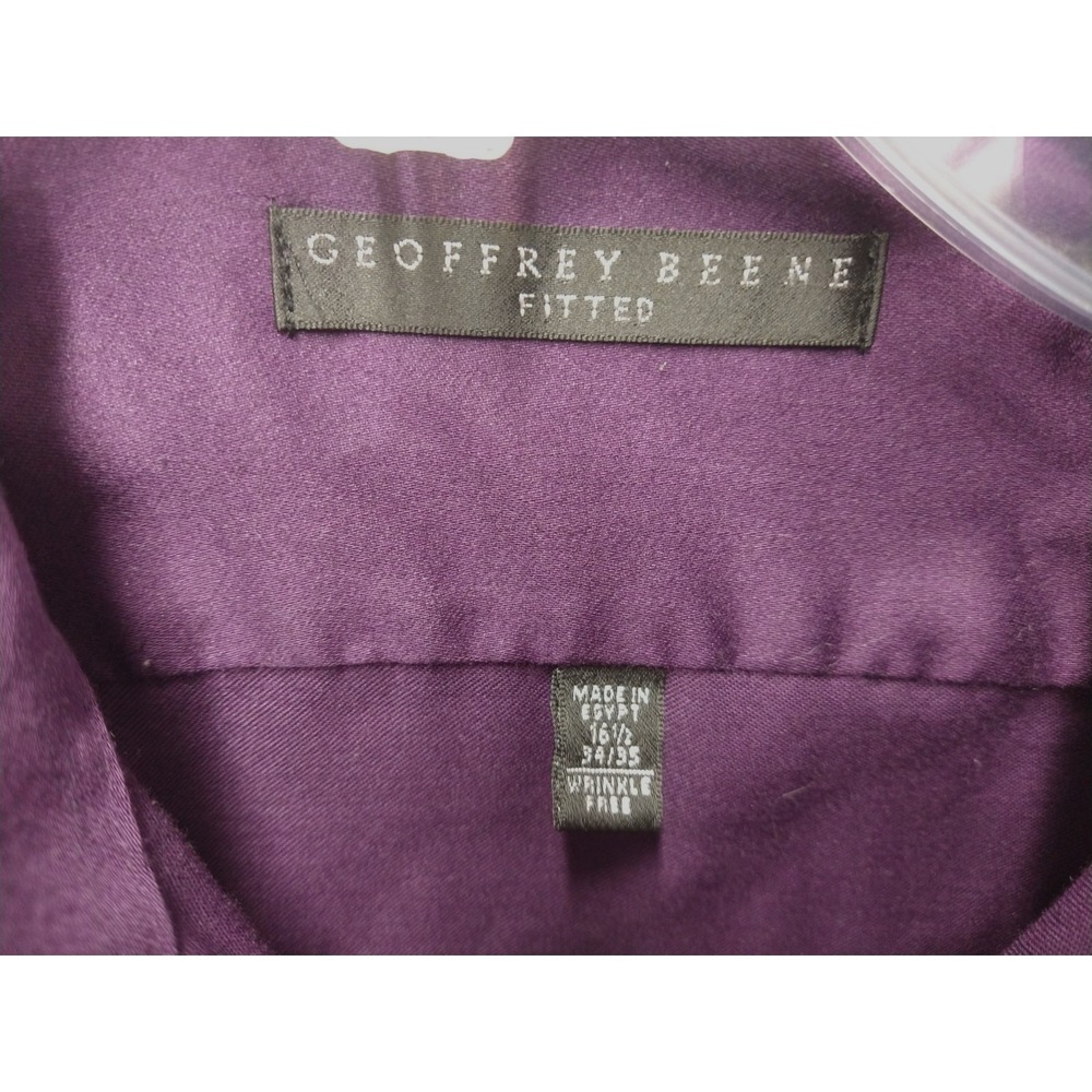 MENS GEOFFREY BEENE LONG SLEEVE DRESS SHIRT, SIZE 16.5, 34/35 EGGPLANT COLOR - Picture 6 of 9